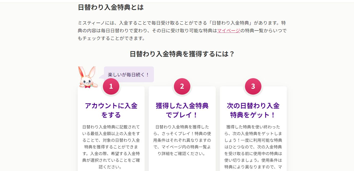 日替わりの入金特典を利用する方法