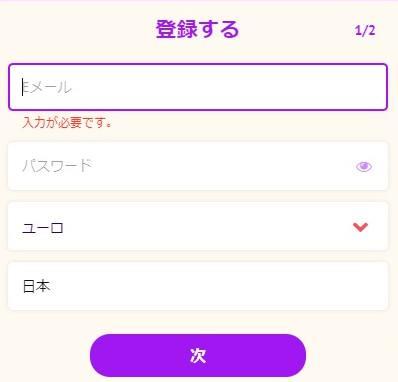 登録するために必要な情報を入力